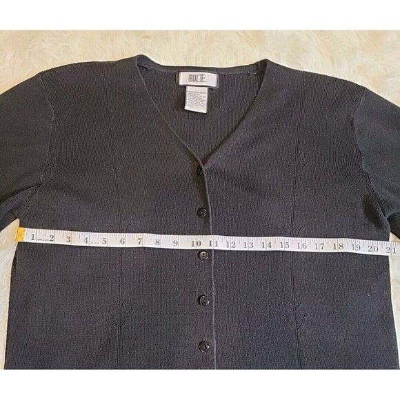 Bice Womens Black Cardigan V Neck Sweater Large Ramie Cotton - Picture 9 of 12
